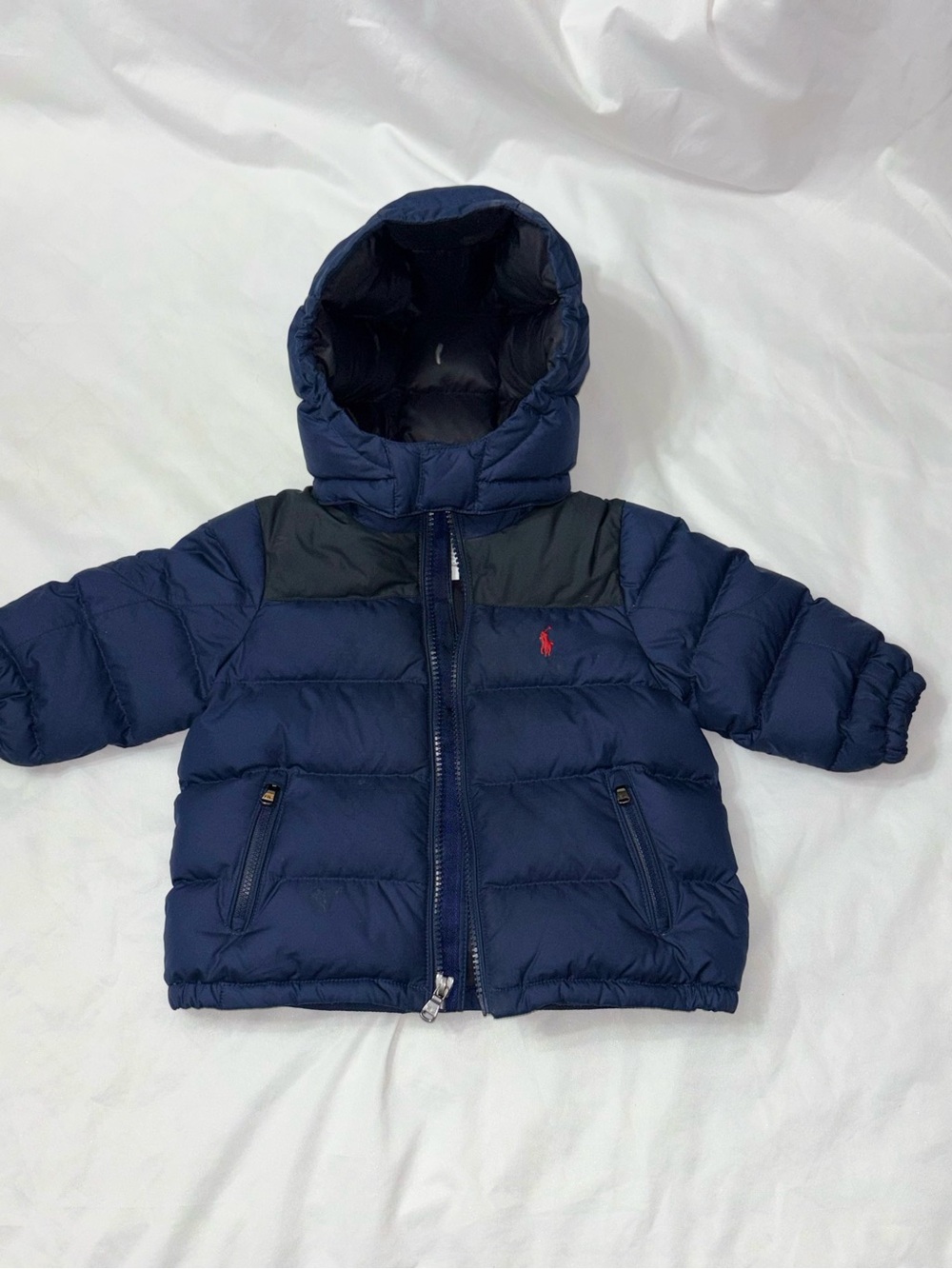 Polo by Ralph Lauren Navy Quilted Puffer Jacket with Hood size 12 months